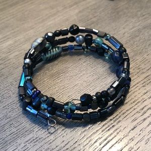 Boutique beaded bracelet. Blue hues.